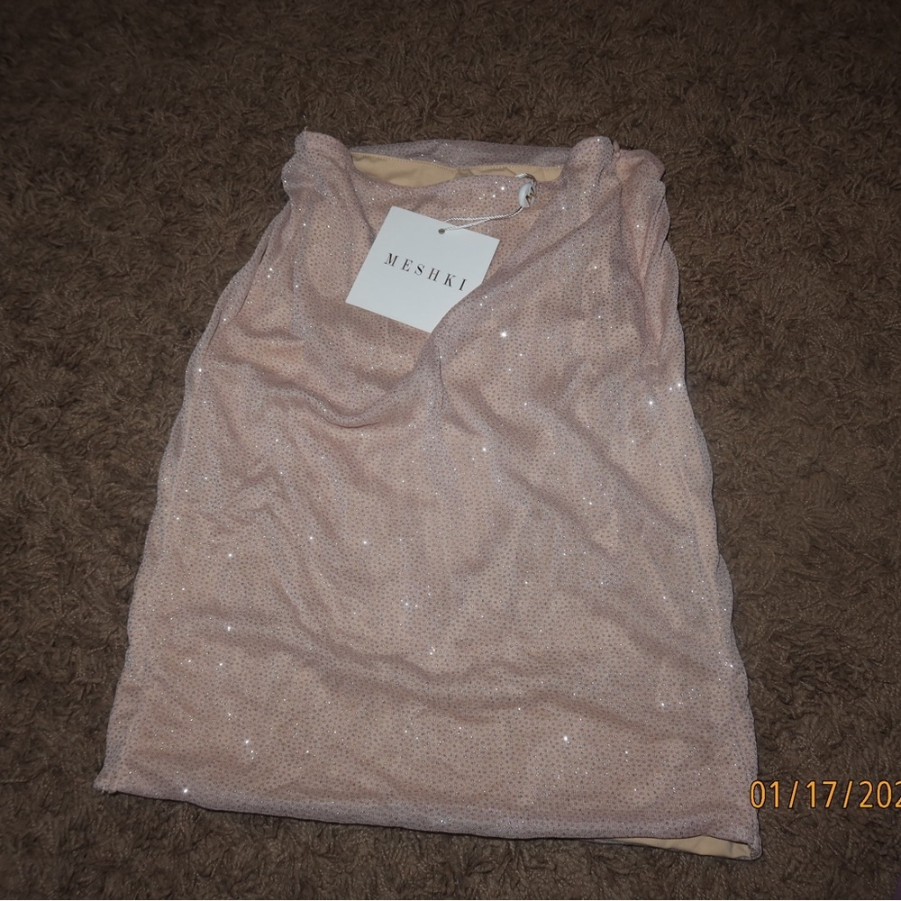 Meshki Pink Sequin Mini Skirt XS Barbiecore Glam Festival Y2K